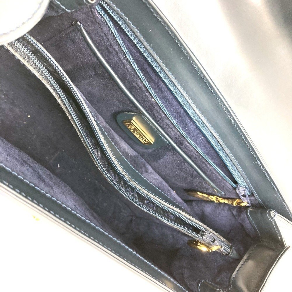 GUCCI 000.109.0121 Turnlock Sideline Handbag, Vintage Leather, Women's, Navy - Picture 10 of 10